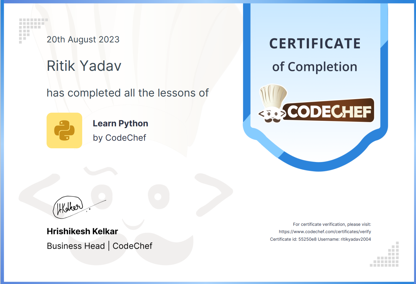 Python certificate 