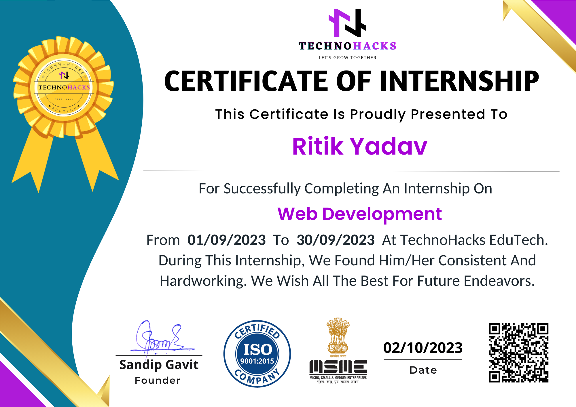 technohacks certificate